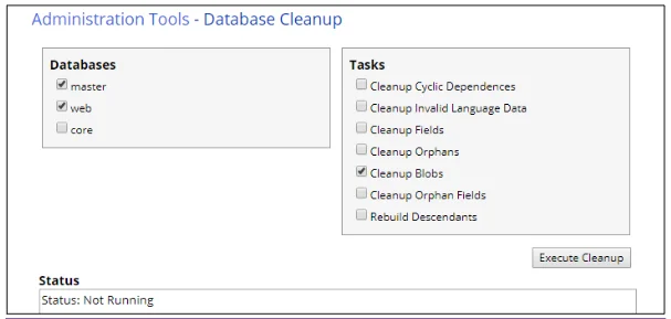 Database Cleanup of blobs