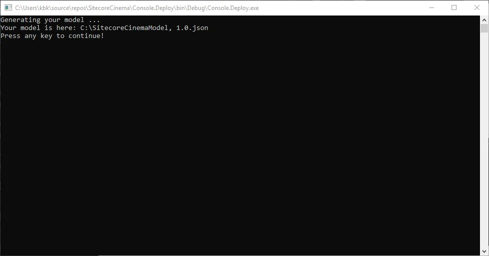 A terminal with the model details in the app output. A terminal with the model details in the app output.