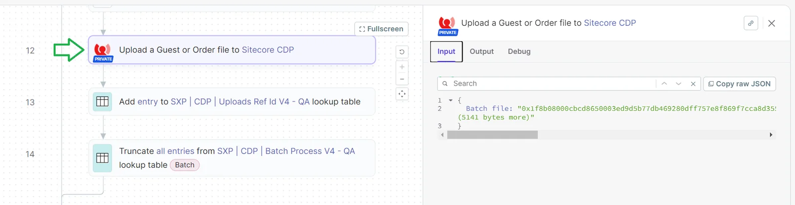 Inspect input on a job in Sitecore Connect