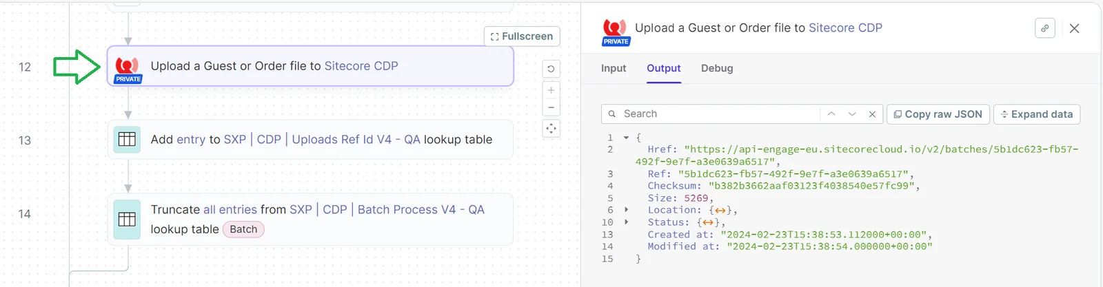 Inspect output on a job in Sitecore Connect
