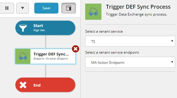 Configure Trigger DEF Sync Process action.