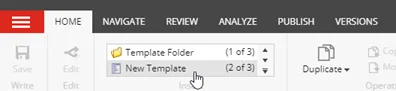 New Template option on the menu ribbon
