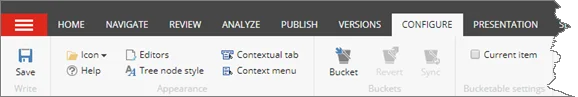 Configure tab in menu ribbon