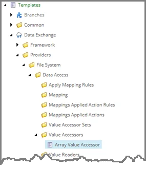 Array value accessor selected in content tree