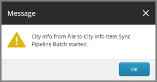 Pipeline batch started message
