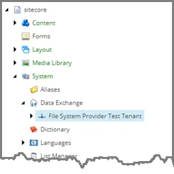 File System Provider Test Tenant in content tree