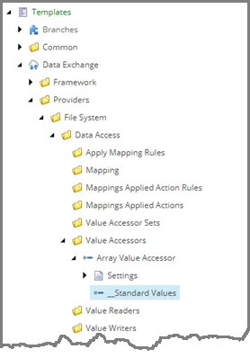 Standard values in content tree