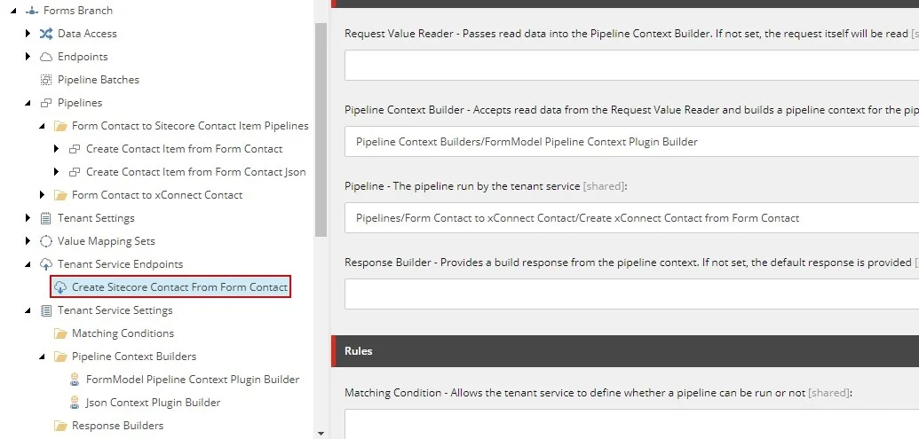 The TSE that handles requests from the Sitecore Forms submit button