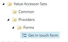 Get in touch form element in the content tree