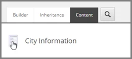 City Information icon on Content tab