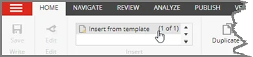 Insert from template option on the ribbon