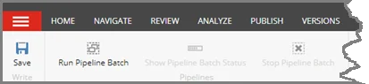 Run Pipeline Batch option in menu ribbon