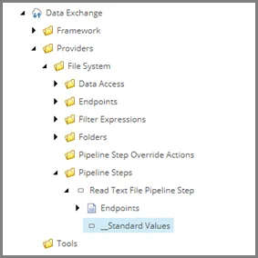Standard values in content tree