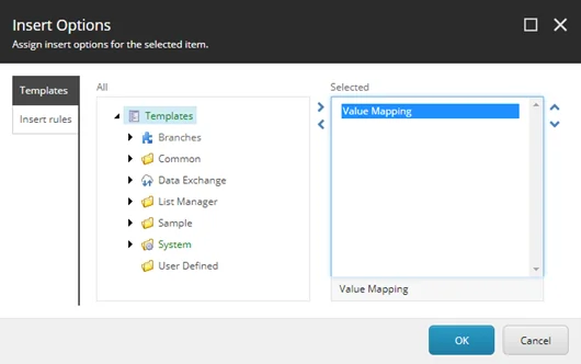 Insert Options dialog