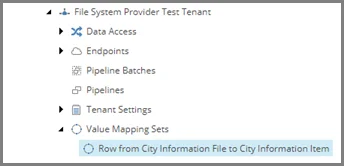 Row from City Information File to City Information Item value mapping set item in Value Mapping Sets folder in Content tree