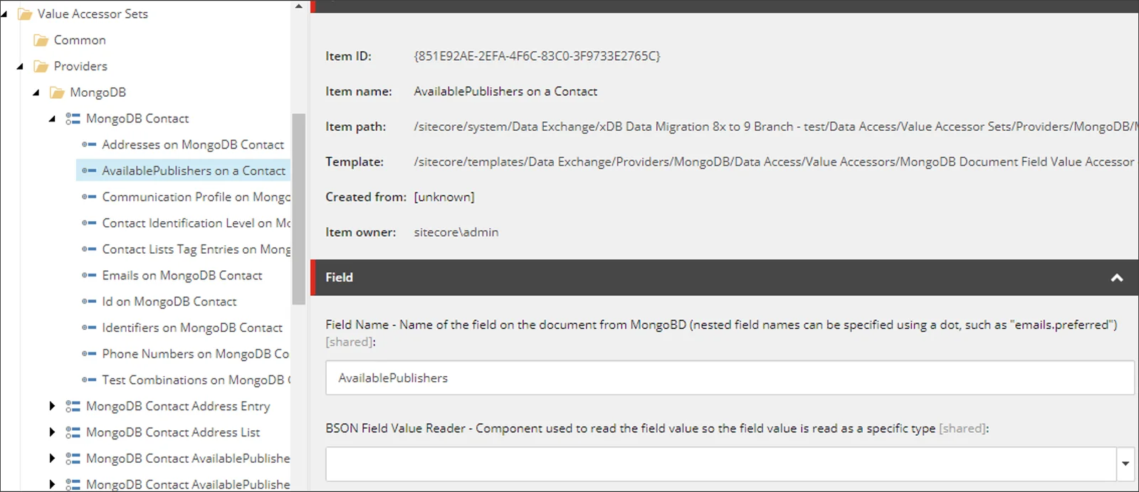 AvailablePublishers Field section AvailablePublishers Field section