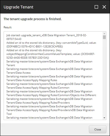 Upgrade tenant status summary after the upgrade process has finished. Upgrade tenant status summary after the upgrade process has finished.