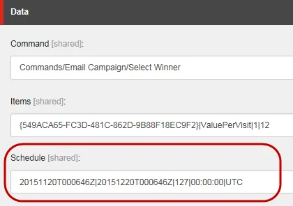 Example of how to specify the schedule for the A/B test. Example of how to specify the schedule for the A/B test.
