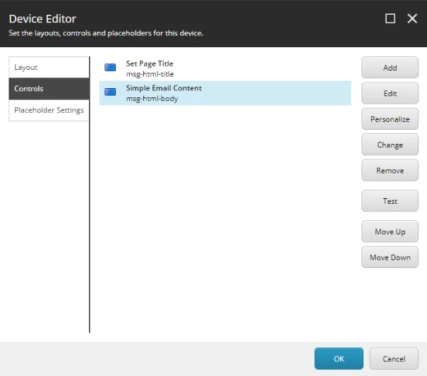 The Device Editor dialog box showing how to map the controls to your MVC code.