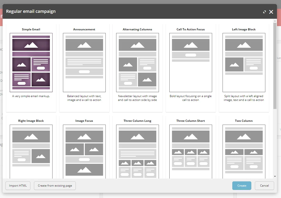 A visual example of the templates, including your new custom template. A visual example of the templates, including your new custom template.