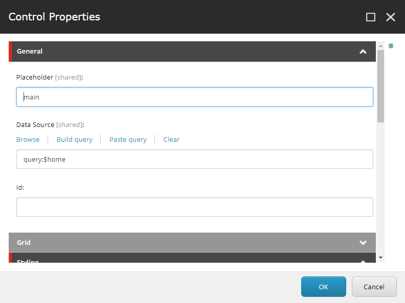 The Data Source field in the Control Properties dialog box. The Data Source field in the Control Properties dialog box.
