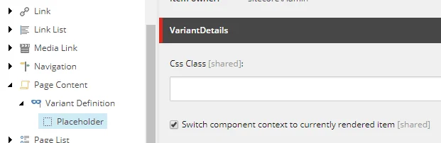 Enable switching context for renderings within the placeholder.