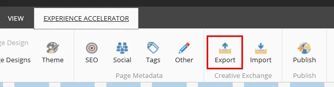 Export button on the Experience Accelerator tab.