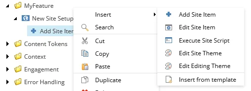 Add Site item