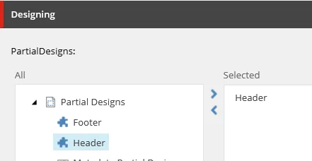 Select the partial designs that you want to include.