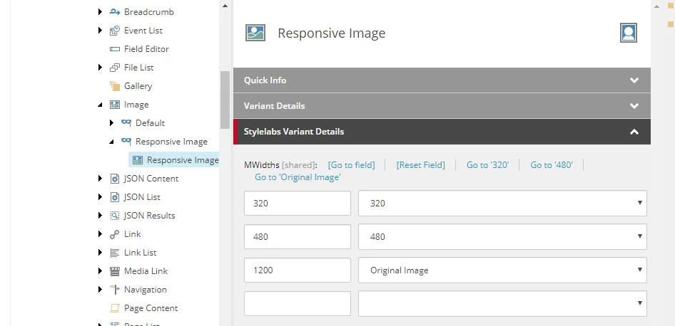 Specify image width and the mapping item.