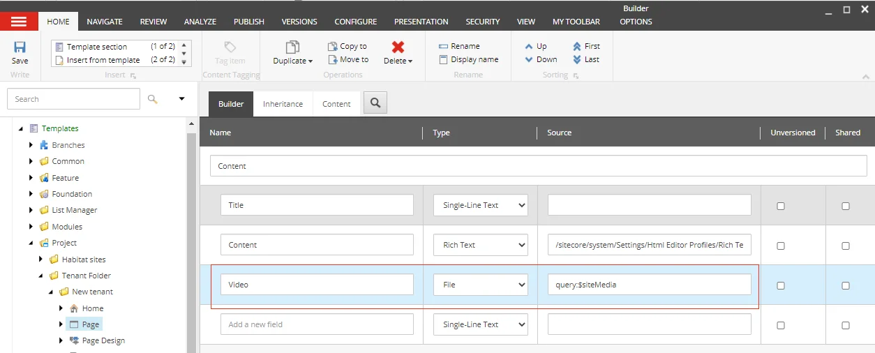 Add the video field to the page template