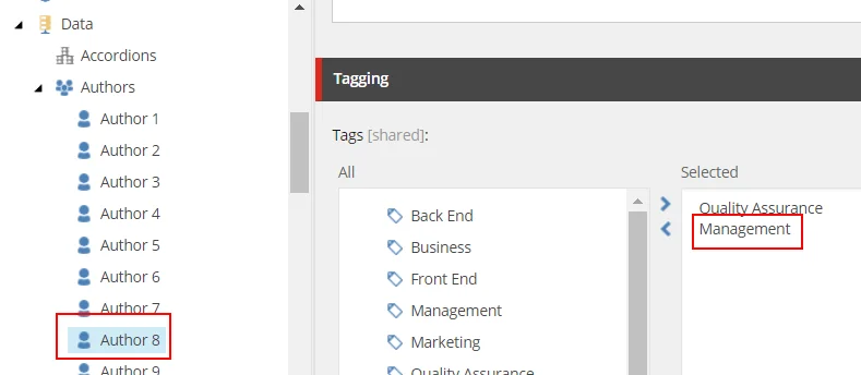 Authors and their assigned tags. Authors and their assigned tags.