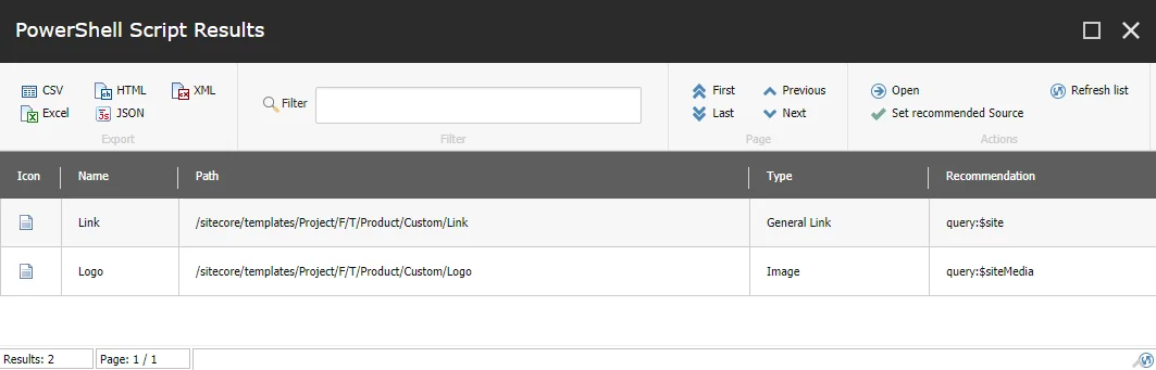 Powershell Script Results dialog Powershell Script Results dialog