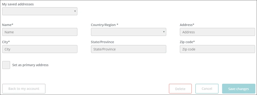 Address Editor shown in the Experience Editor