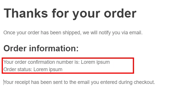 Order Confirmation rendering in the Experience Editor