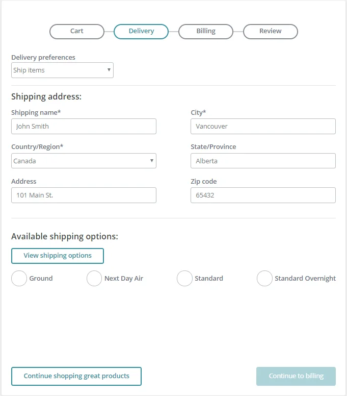 Delivery rendering on the live storefront