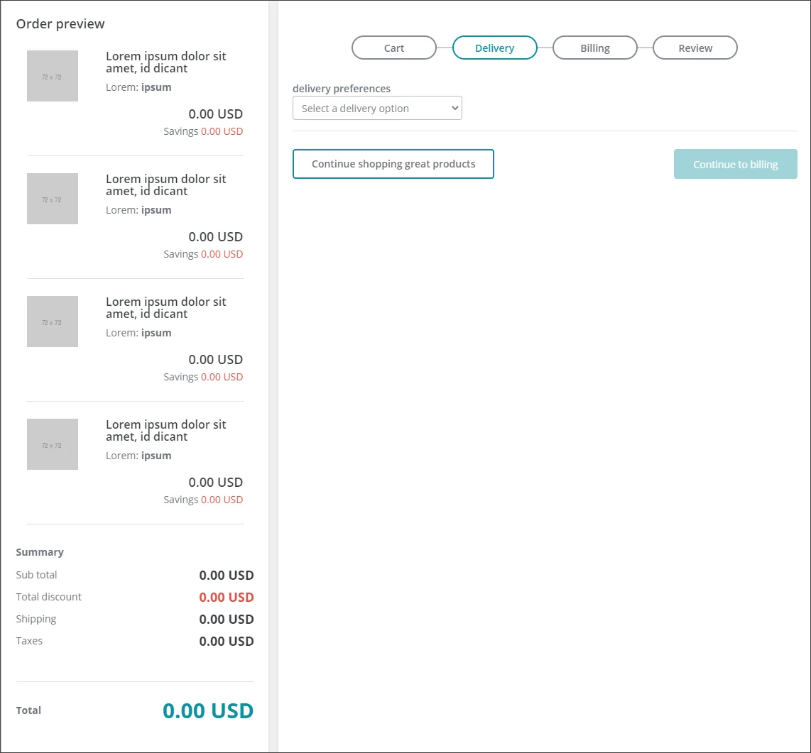 Order Preview shown in the Experience Editor