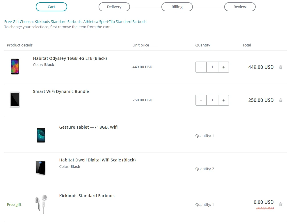 Shopping Cart Lines on the live storefront.