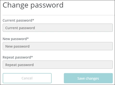 Change password rendering shown in the Experience Editor