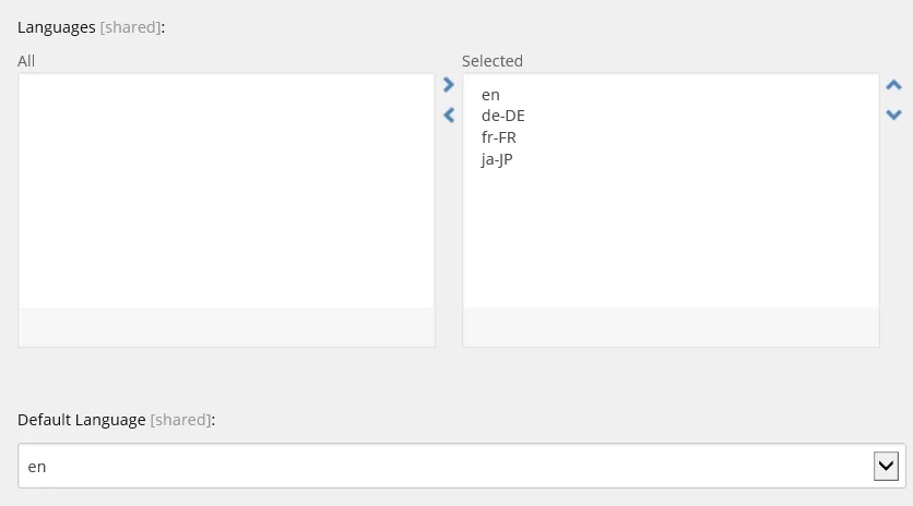 Default language set