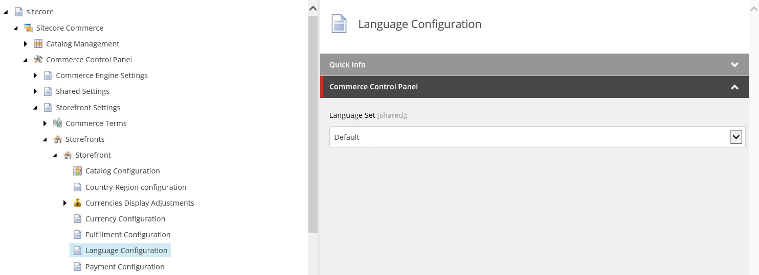 Language Set field in the language configuration