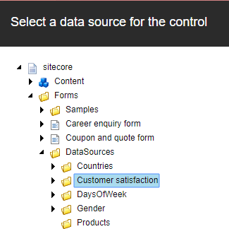 Select a data source for the control. Select a data source for the control.