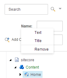 The Search pane and the list of fields to select from. The Search pane and the list of fields to select from.