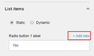 Add new list item. Add new list item.
