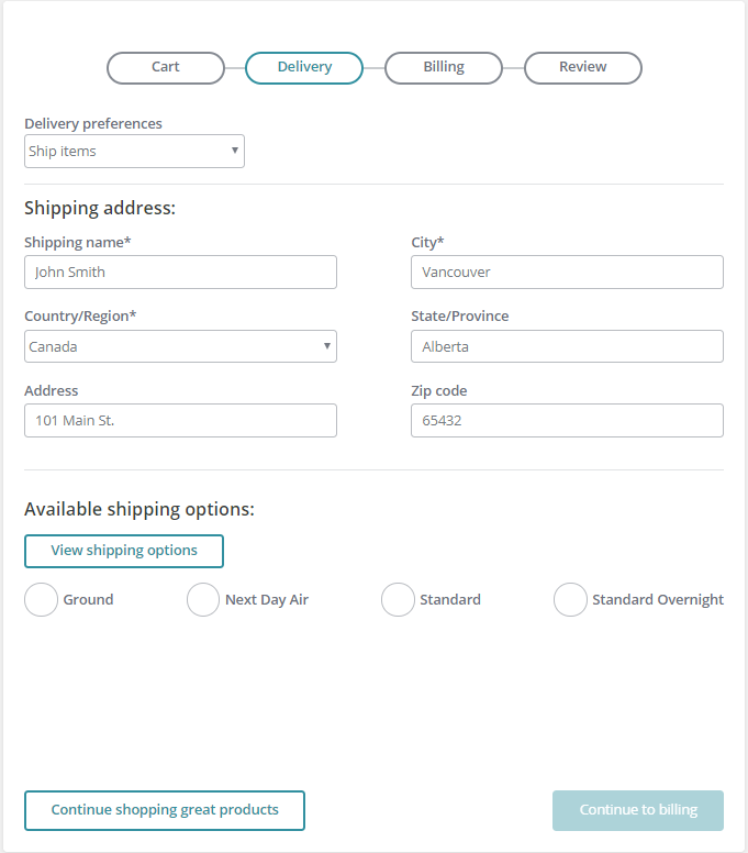 Delivery rendering on the live storefront Delivery rendering on the live storefront