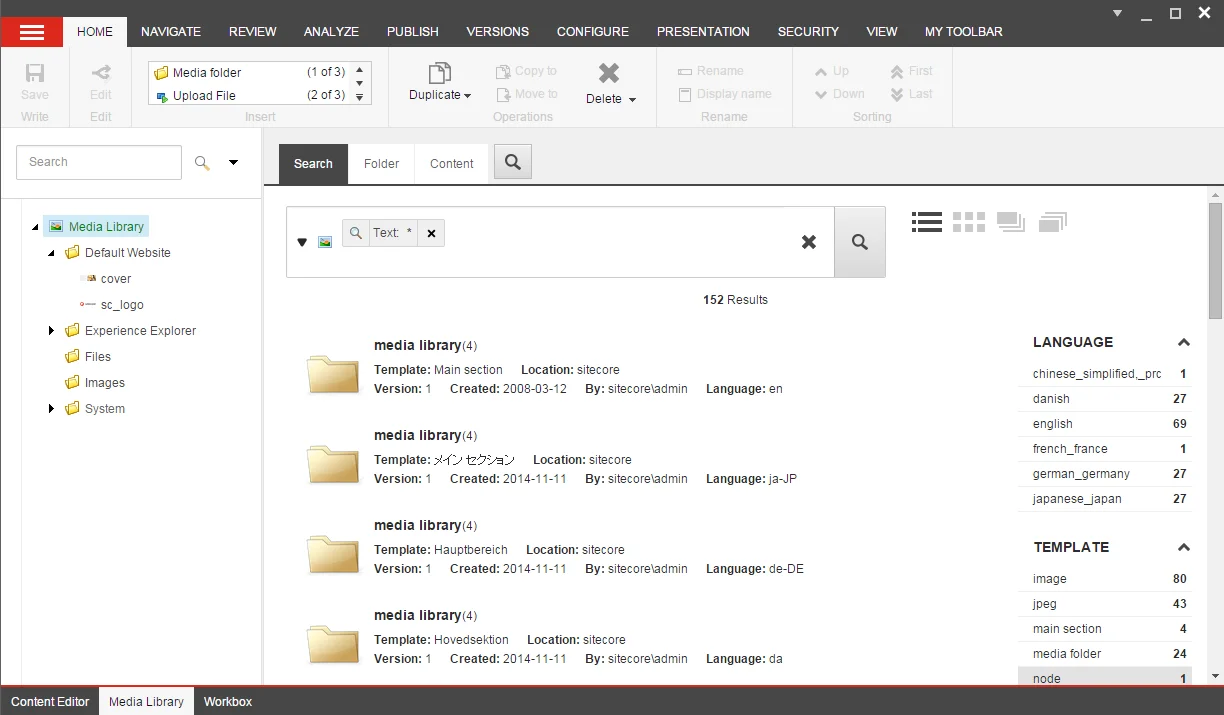 The Search tab in the Media Library