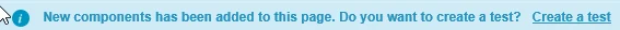 The Experience Editor notification bar with the Create a test link