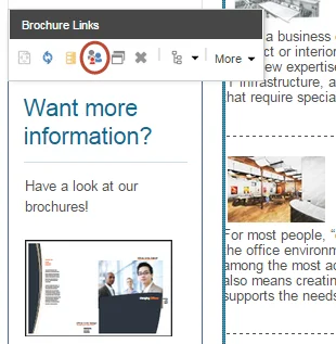 The Personalization icon on the floating toolbar for a component