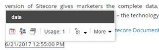 The floating toolbar above a date field