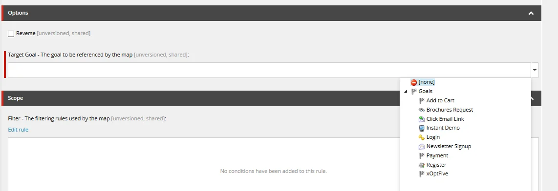 Select an item to associate with your new map